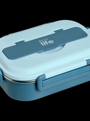 Ecolife 3-Compartment 1lt Lunchbox Blue new