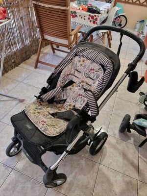 Mamas & Papas Sola 2 MTX Blue Denim baby stroller used with accessories