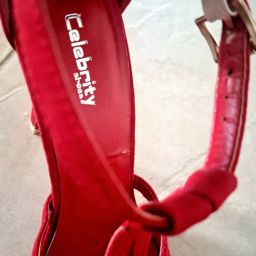 Celebrity Red Suede Sandals like new, size 39-40