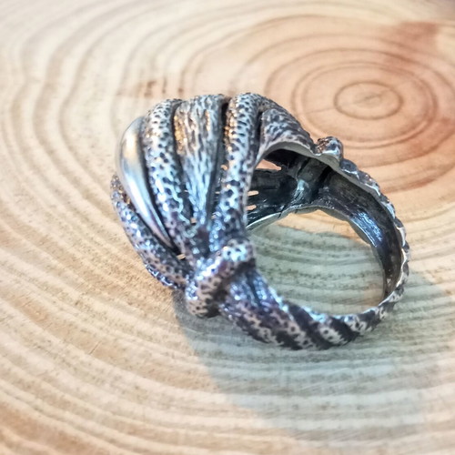 Silver 925 ring bombé hammered handmade, like new No. 54