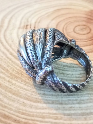 Silver 925 ring bombé hammered handmade, like new No. 54