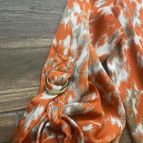 Michael Kors blouse size S like new, beige and orange graphic print