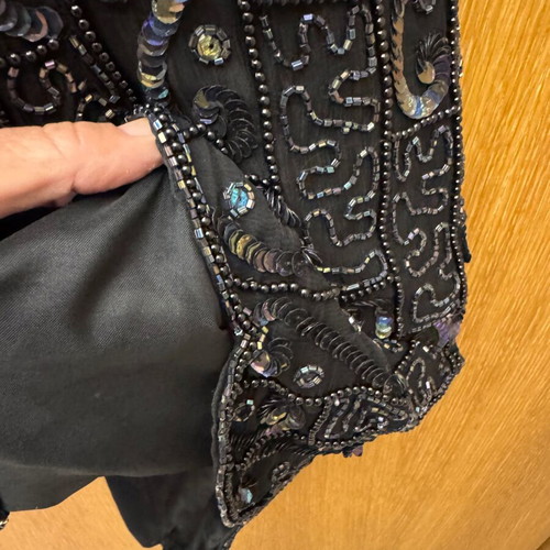 Embroidered dress with sequins and beads like new, black and silver, size S