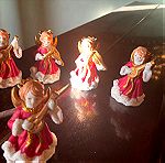  7 Vintage Χριστουγεννιάτικα Κόκκινα Αγγελάκια Κηροπήγια