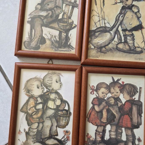 Hummel vintage set of 7 decorative frames with children's scenes used