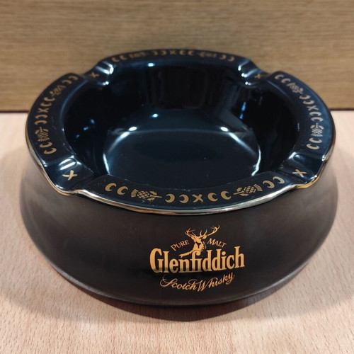 Glenfiddich Scotch Whisky Ceramic Ashtray used, vintage promotional
