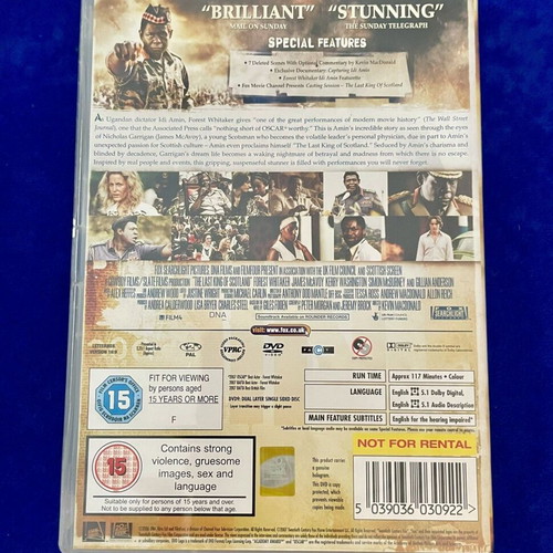 DVD The Last King of Scotland English Edition like new with deleted scenes and documentary