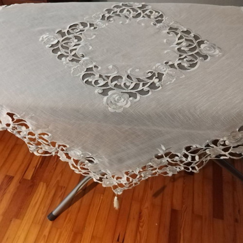 Silk tablecloth new with machine embroidery designs