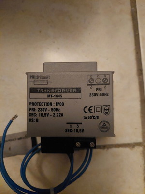 Μετασχηματιστης MT 1645 καινούργιος 16VOLT