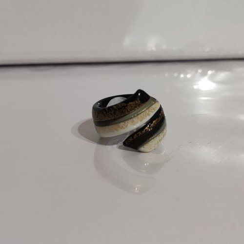 Murano Ring N.55 new, handmade glass with 24k gold leaf