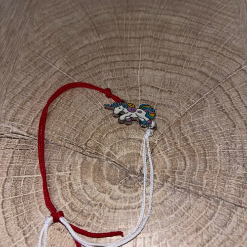 Handmade Martaki with Unicorn like new, white and red