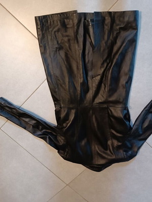 Leather jacket lightly used, black, knee-length