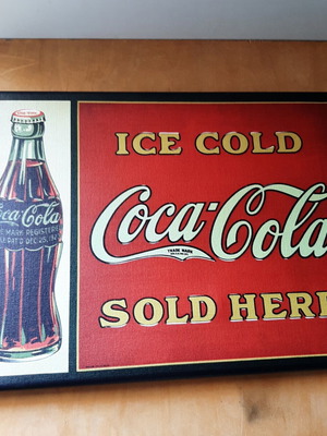 Coca Cola Promotional Frame like new, printed on canvas with wooden frame