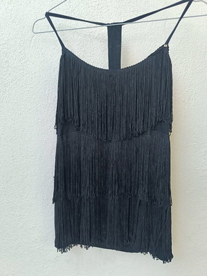Top with fringes size S like new, black