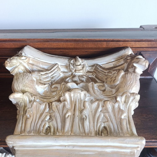 Authentic architectural corbel capital, terracotta, set of 4