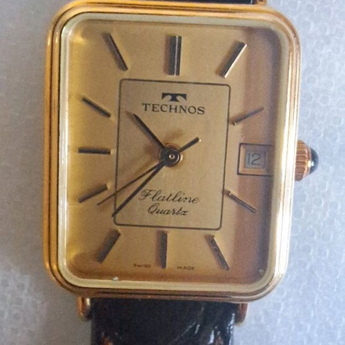 Technos Swiss women's watch gold-plated vintage new with strap
