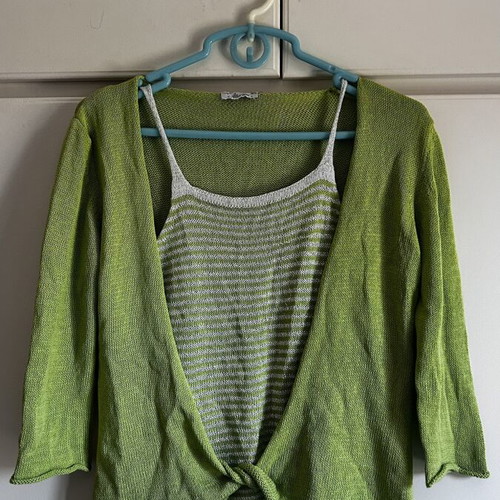 Albertini knitted twin set lime green, large