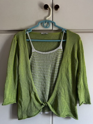 Albertini knitted twin set lime green, large