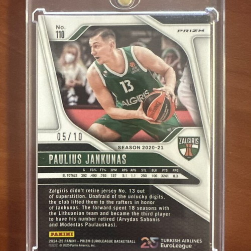 Panini EuroLeague Prizm Paulius Jankunas /10 basketball card