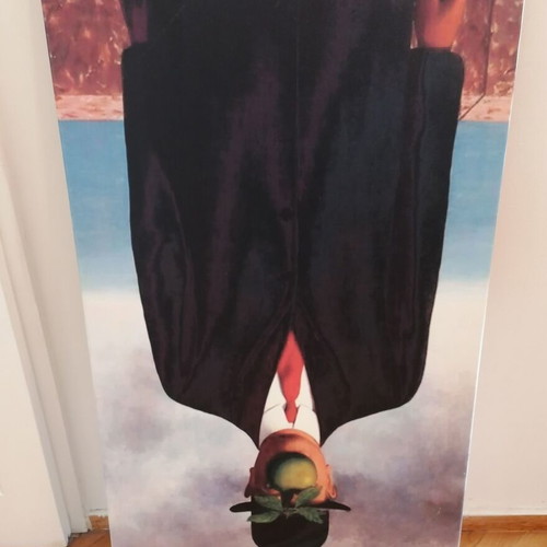 The Son of Man painting by Rene Magritte used, canvas print on wood frame