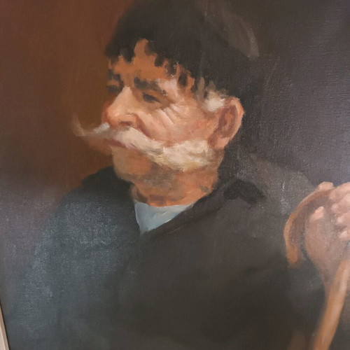 Old Cretan oil painting by G. Kouzounis like new