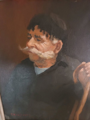 Old Cretan oil painting by G. Kouzounis like new