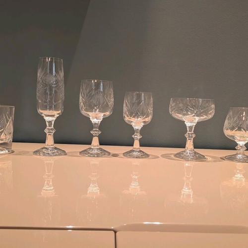 Crystal glass set bar & wine like new, 95 pieces Bohemia style
