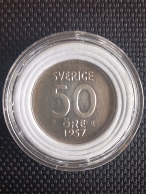 Silver coin Sweden 50 ore 1957 like new