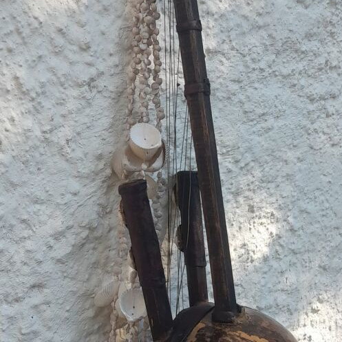 Kora African Traditional String Instrument used, decorative with shells