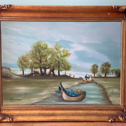 Authentic A. Gontikas painting like new, natural landscape