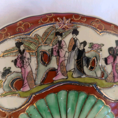 Royal Satsuma decorative jewelry box fan used