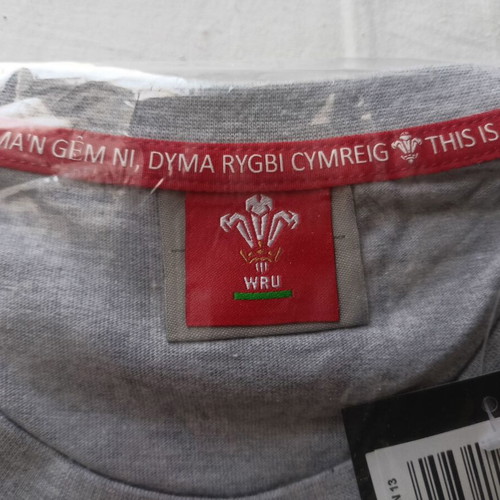 Μπλουζάκι Macron Wales WRU rugby καινούργιο, μέγεθος XXL, γκρι