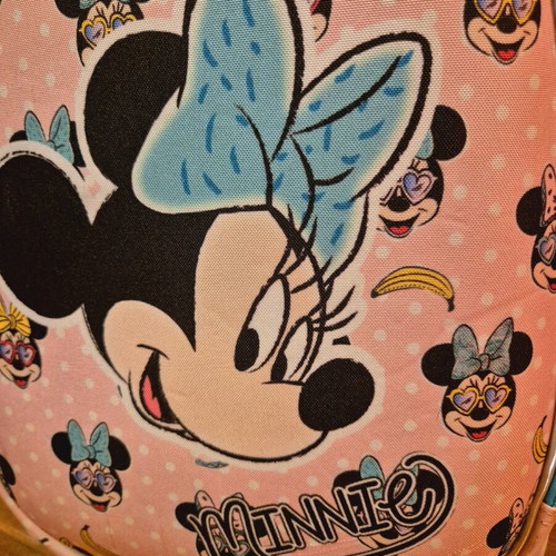 Disney ergonomic backpack used, pink with multiple compartments