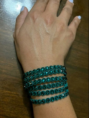 Βραχιόλι Swarovski καινούργιο με δέρμα και κρύσταλλα σε σμαραγδί χρώμα