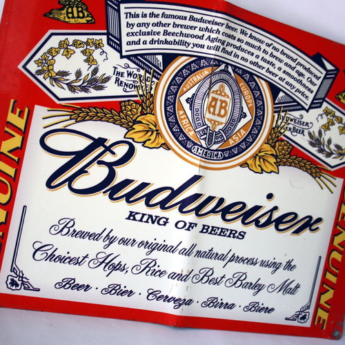 Budweiser King of Beers Vintage Metal Sign used 40x30cm