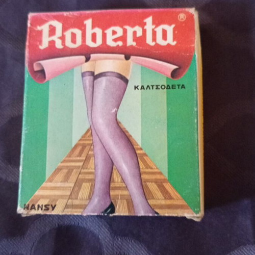 Vintage Roberta stockings with garters 70s-80s new, beige