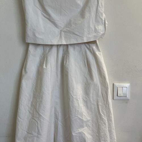 Zara polyester top and skirt set used, off white, size XS