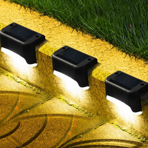 Solar step lamps set of 16 with switch, LED outdoor lighting