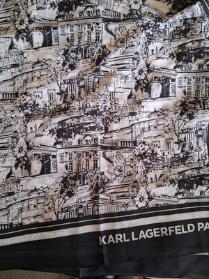 Μαντίλι Karl Lagerfeld Paris τετράγωνο μεγάλο καινούργιο μαύρο λευκό