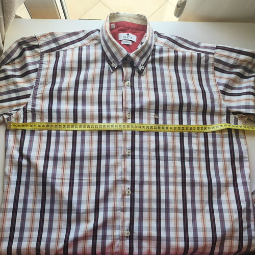 NCS men's cotton checked long-sleeve shirt, size L