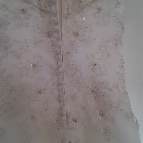 Wedding dress ivory used, strapless with thin extra straps, size small