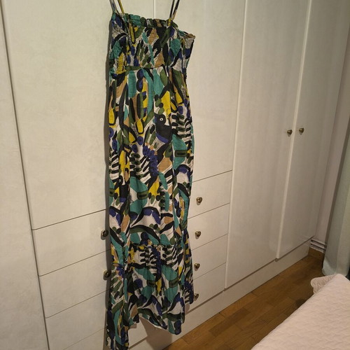Promod dress like new, long colorful cotton with ruffles