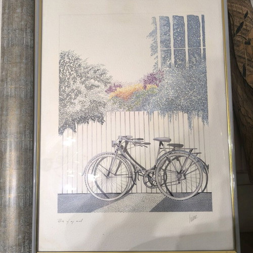 Georg Heine print painting "Bike of my mind" like new, 70x50