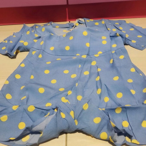 Mango Polka Dot playsuit with puff sleeves and pockets, new