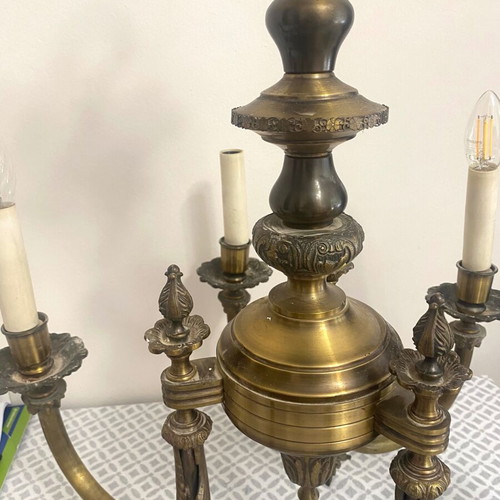 Bronze chandelier with 6 lights like new, carved brass