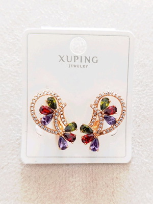 Colorful short earrings new, stainless steel with rhinestones