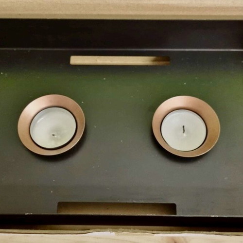 Metal food warmer base vintage with candle holders like new