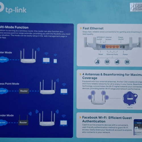 TP-LINK Archer C50 v4 Wireless Router Wi-Fi 5 like new, 4 ports