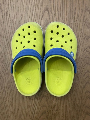 Crocs kids slippers used, size J3, 34-35, blue and yellow