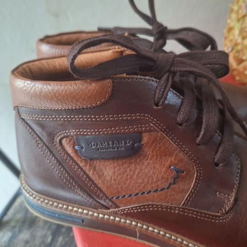 Damiani men's boots in cognac with black pair gift like new